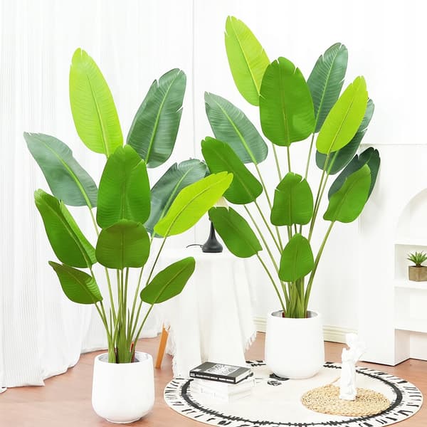 KONSTGJORD PALMVÄXTA Strelitzia PARADISFÅGEL I KRUKAN REALISTISK 120cm