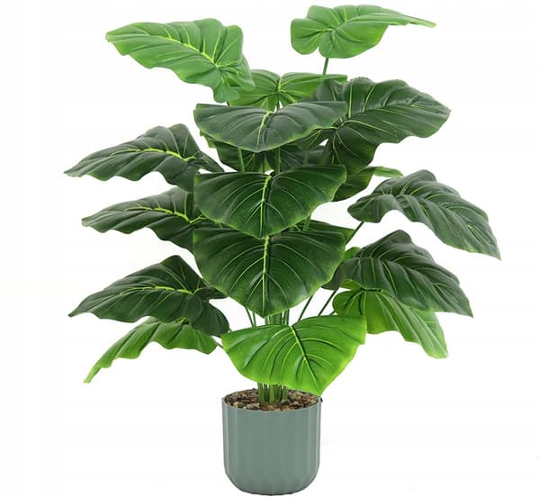 KUNSTIG PLANTE ALOCASIA ELEFANTØRE I POTTE REALISTISK 60CM BUSK