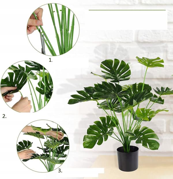 KONSTGJORD VÄXTA MONSTERA DELICIOSA 50-75 cm STOR Dekoration REALISTISK XL