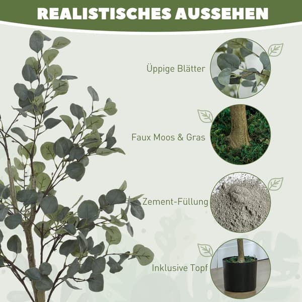 Kunstig Eucalyptus Træ, 150 cm, Grøn