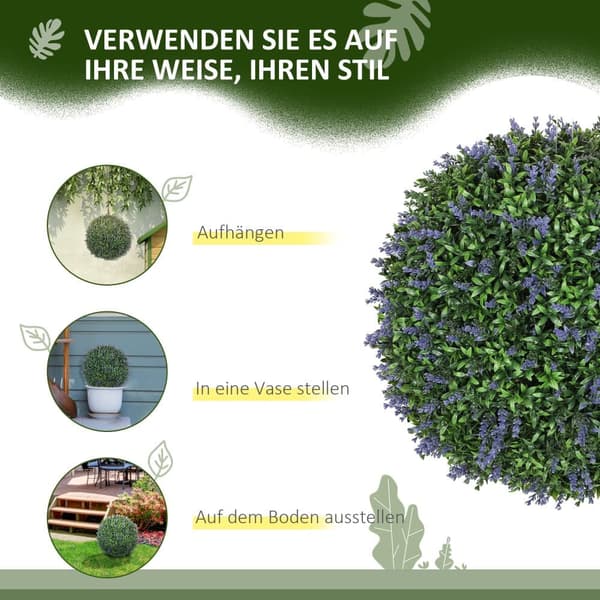 Kunstig Lavendel, 2er-Set, 42 cm, Lilla+Grøn