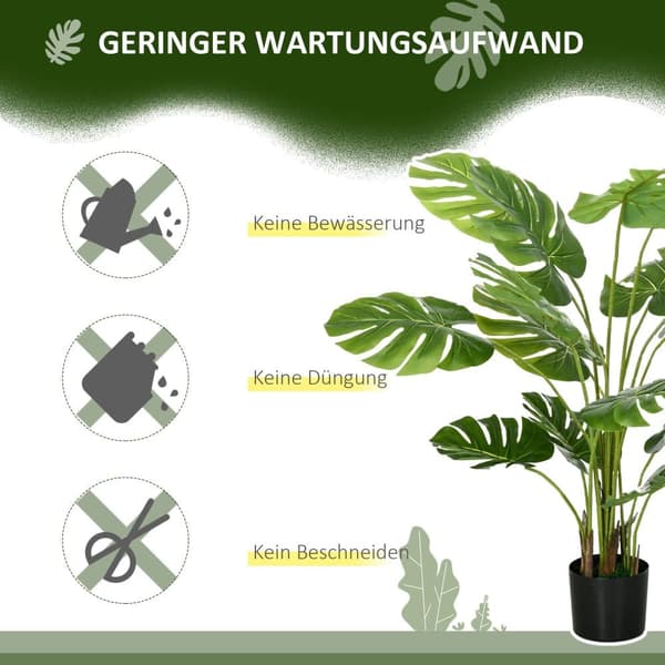 Konstgjord Växt, Monstera, 120 cm, Grön