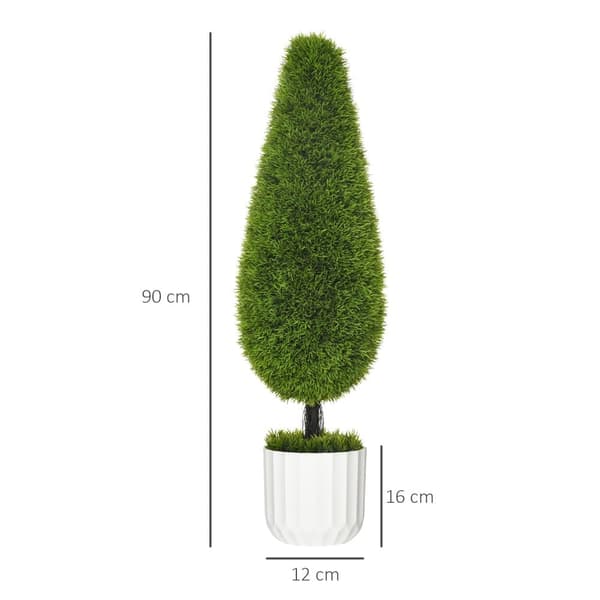 Konstgjord Växt, Cypress 2-delars Set, 90 cm, Grön och Vit
