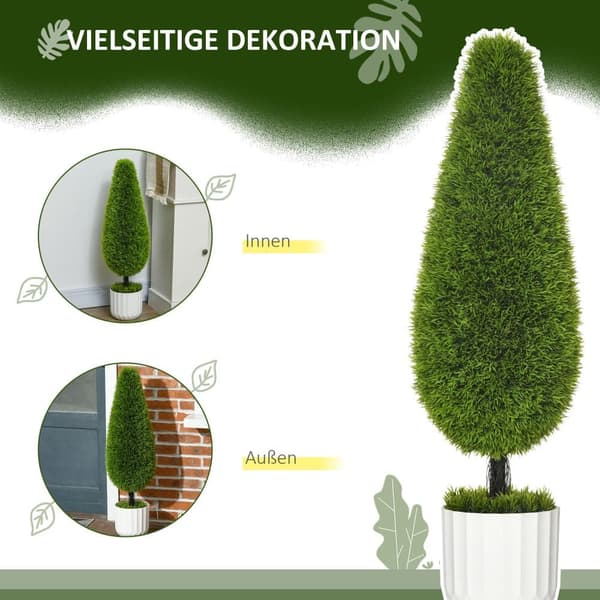 Konstgjord Växt, Cypress 2-delars Set, 90 cm, Grön och Vit