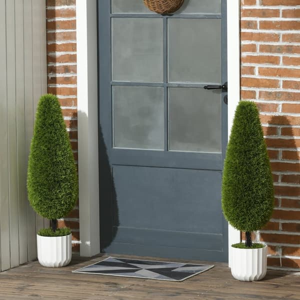 Konstgjord Växt, Cypress 2-delars Set, 90 cm, Grön och Vit