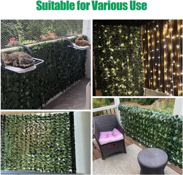 Lollanda Privacy Screen Ivy/Artificial Privacy Fence - 0.5/1x3 m, Udendørs Privacy Protection, Lydisolering