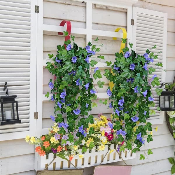 Lollanda 2-pak Kunstige Hængeplanter 90 cm, Kunstig vedbend - Realistiske Blomsterranker, UV-resistent
