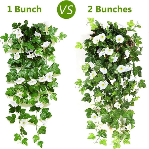 Lollanda 2-pak Kunstige Hængeplanter 90 cm, Kunstig vedbend - Realistiske Blomsterranker, UV-resistent