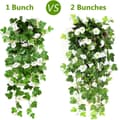 Miniatyrbillede 3 af 5: Lollanda 2-pak Kunstige Hængeplanter 90 cm, Kunstig vedbend - Realistiske Blomsterranker, UV-resistent