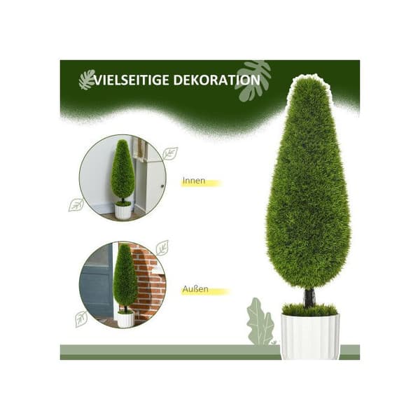HOMCOM Konstgjord Cypress, set med 2, 90 cm Inomhusväxt med konstgjord mossa