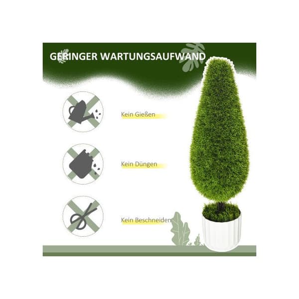 HOMCOM Konstgjord Cypress, set med 2, 90 cm Inomhusväxt med konstgjord mossa