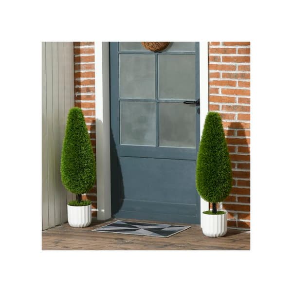 HOMCOM Konstgjord Cypress, set med 2, 90 cm Inomhusväxt med konstgjord mossa