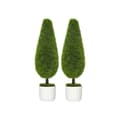 Miniatyrbild 1 av 6: HOMCOM Konstgjord Cypress, set med 2, 90 cm Inomhusväxt med konstgjord mossa