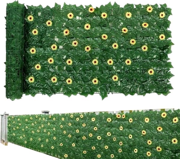 Lollanda Konstgjord Murgröna Sekretessvägg 50/100x300 cm, utomhusvindskydd trädgårdsstaket - UV-beständig