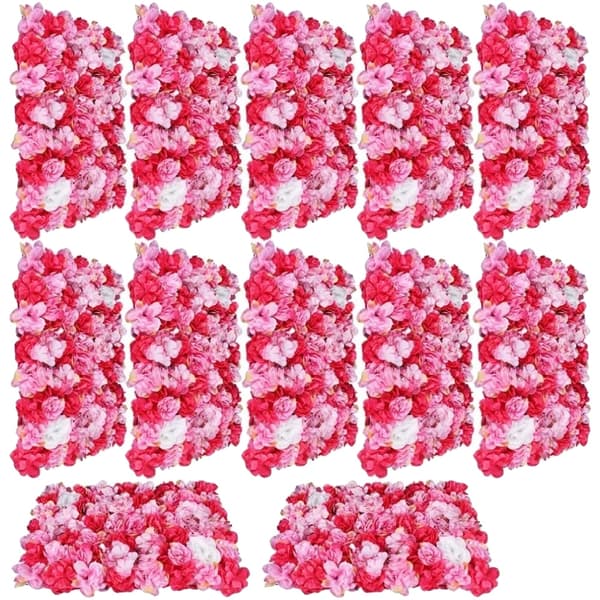 Kunstig Blomster Vægpanel, Holdbart Silke Stof, Realistisk 3D Design,Lyserød