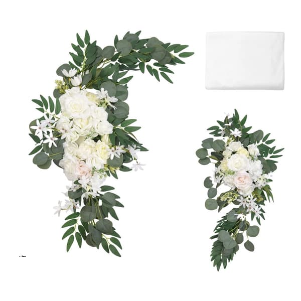 Artificiell Bröllopsbåge Blomsterkit, Elegant Blomsterdesign, Mångsidiga Draperier,3p Set TypG