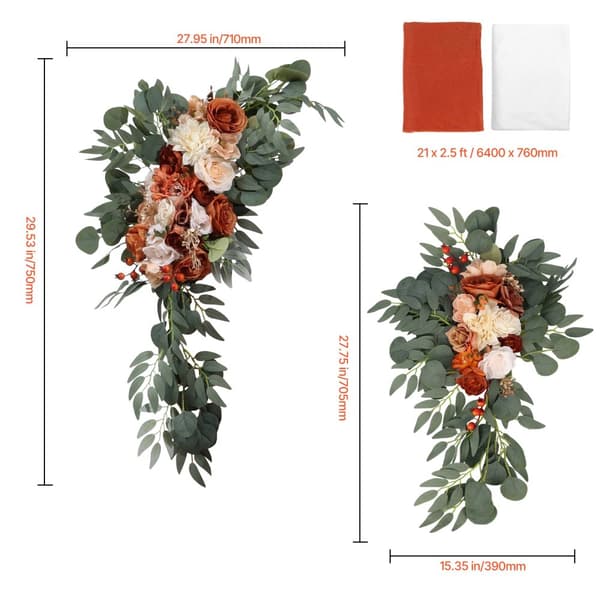 Artificiell Bröllopsbåge Blomsterkit, Elegant Blomsterdesign, Mångsidiga Draperier,4p Set TypD