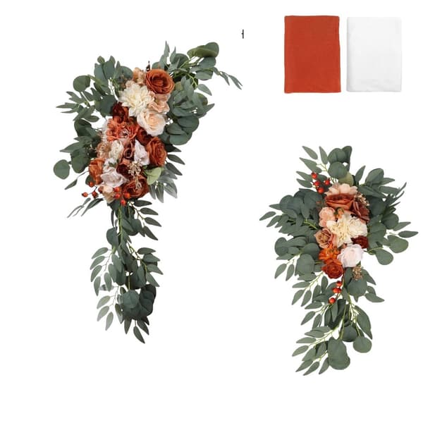 Artificiell Bröllopsbåge Blomsterkit, Elegant Blomsterdesign, Mångsidiga Draperier,4p Set TypD
