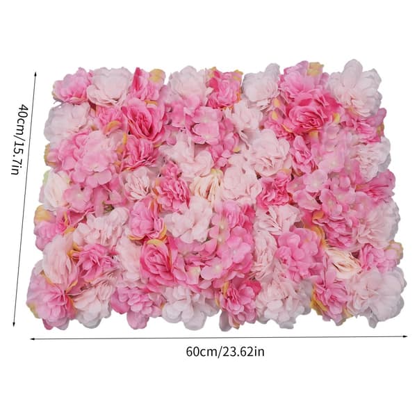 Kunstige Blomster Vægpaneler, 3D Silke Blomster, Rektangulært Design, Indendørs/Udendørs Brug,Lyserød