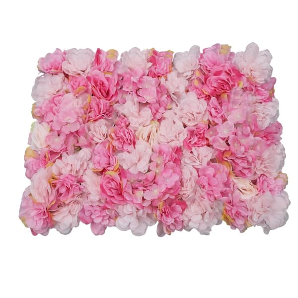 Kunstige Blomster Vægpaneler, 3D Silke Blomster, Rektangulært Design, Indendørs/Udendørs Brug,Lyserød
