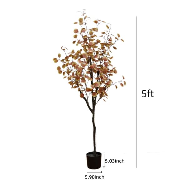 Konstgjord Eukalyptus Träd, Höstlövsfärg, Flera Höjder, Lätt Skötsel,150cm