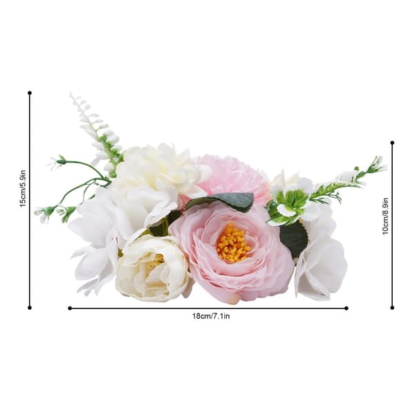 Kunstig Blomsterbuket, Blandet Blomstertype, Livagtig Udseende,Lyserød, 18x10x15cm