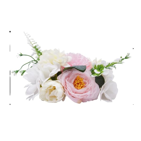 Kunstig Blomsterbuket, Blandet Blomstertype, Livagtig Udseende,Lyserød, 18x10x15cm