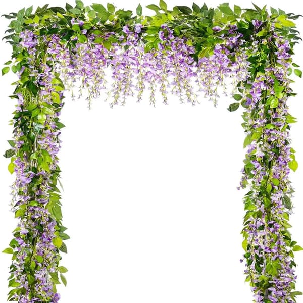 Wisteria Krans, 2 Meter Længde, Miljøvenligt Materiale,Lilla