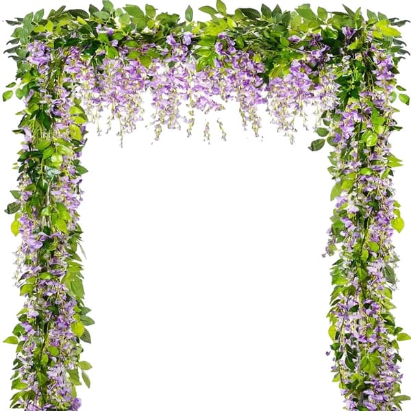 Wisteria Krans, 2 Meter Længde, Miljøvenligt Materiale,Lilla