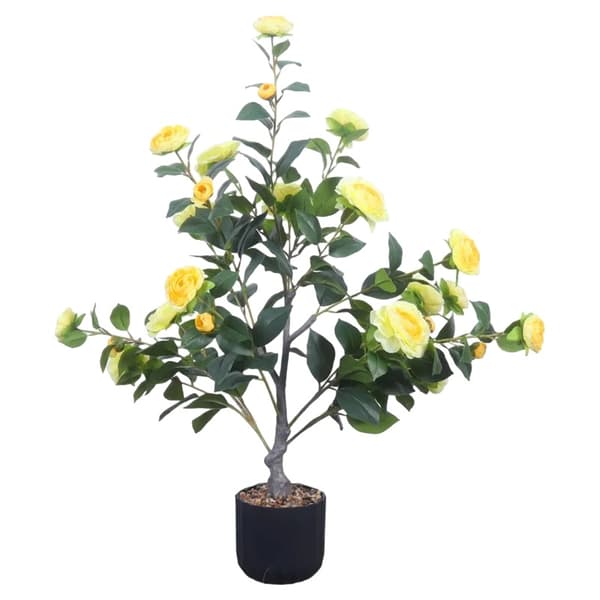 Tekokamelia-kasvit, 90 cm korkeus, muovimateriaali, bonsai-tyyli,Keltainen Kukka