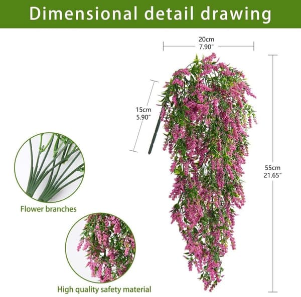 Lollanda Kunstige VedHæng Blomster 2-pak, Vedbend Guirlande, Kunstige Blomsterguirlander - DIY Hængende Planter, 70 cm
