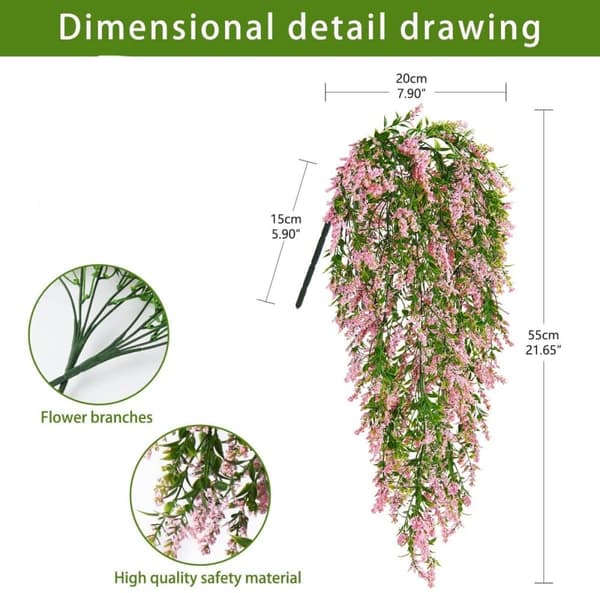 Lollanda Kunstige VedHæng Blomster 2-pak, Vedbend Guirlande, Kunstige Blomsterguirlander - DIY Hængende Planter, 70 cm