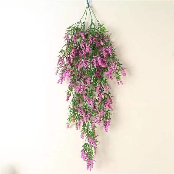 Moorle 2-pak kunstige lavendel vinstokke, kunstige blomsterguirlander - guirlande vedhæng dekoration til indendørs / udendørs, 70 cm