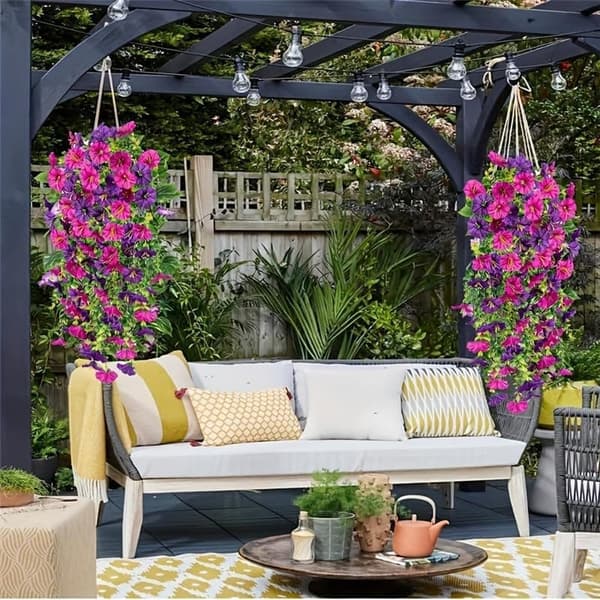 Moorle 4-pak Hængende Morgenfrue, Kunstige Vedhæng Blomster - Home Decor, 76 cm