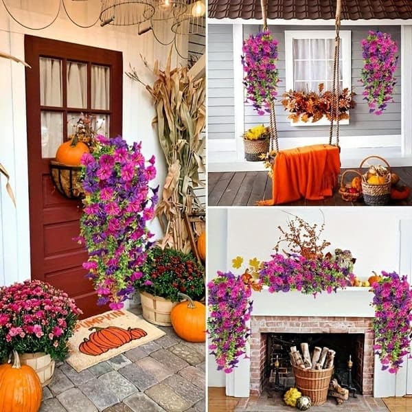 Moorle 4-pak Hængende Morgenfrue, Kunstige Vedhæng Blomster - Home Decor, 76 cm