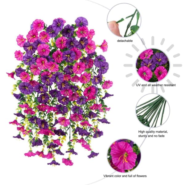 Moorle 4-pak Hængende Morgenfrue, Kunstige Vedhæng Blomster - Home Decor, 76 cm