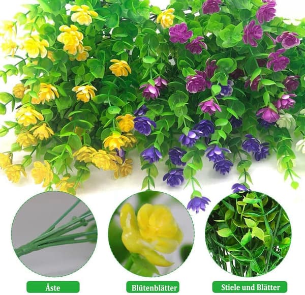 Lollanda Konstgjorda Eukalyptusblommor 6 Buntar, 32 cm, UV-beständiga, Böjbara för Inomhus- och Utomhusdekoration
