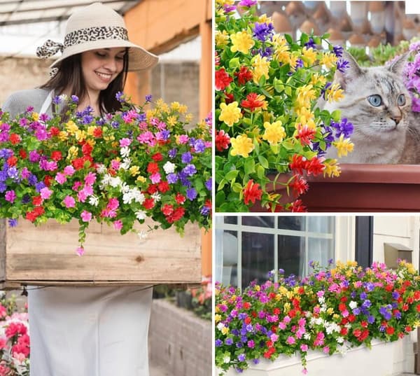 Lollanda Konstgjorda Eukalyptusblommor 6 Buntar, 32 cm, UV-beständiga, Böjbara för Inomhus- och Utomhusdekoration