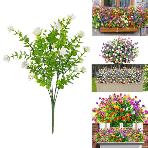 Lollanda Konstgjorda Eukalyptusblommor 6 Buntar, 32 cm, UV-beständiga, Böjbara för Inomhus- och Utomhusdekoration
