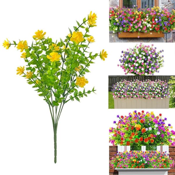 Lollanda Konstgjorda Eukalyptusblommor 6 Buntar, 32 cm, UV-beständiga, Böjbara för Inomhus- och Utomhusdekoration