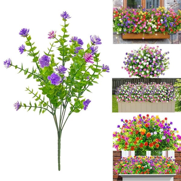 Lollanda Konstgjorda Eukalyptusblommor 6 Buntar, 32 cm, UV-beständiga, Böjbara för Inomhus- och Utomhusdekoration