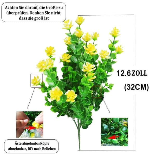 Lollanda Konstgjorda Eukalyptusblommor 6 Buntar, 32 cm, UV-beständiga, Böjbara för Inomhus- och Utomhusdekoration