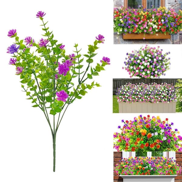 Lollanda Konstgjorda Eukalyptusblommor 6 Buntar, 32 cm, UV-beständiga, Böjbara för Inomhus- och Utomhusdekoration