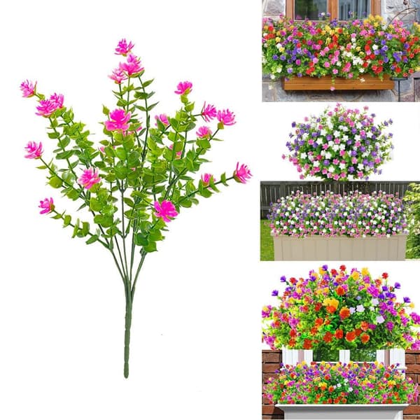Lollanda Konstgjorda Eukalyptusblommor 6 Buntar, 32 cm, UV-beständiga, Böjbara för Inomhus- och Utomhusdekoration