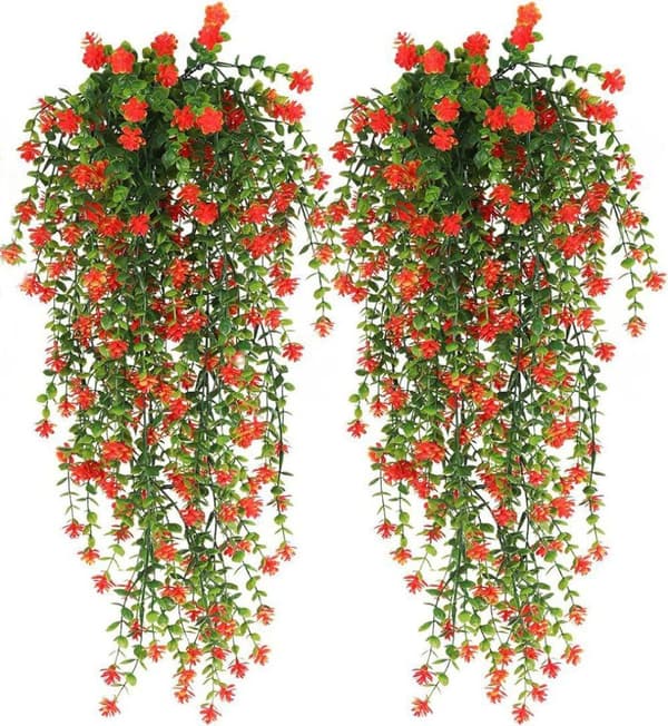 Lollanda 2-pakkaus riippuvat tekoköynnökset, 76 cm, UV-kestävä, ympäristöystävällinen, realistinen sisä- ja ulkokoristeluun