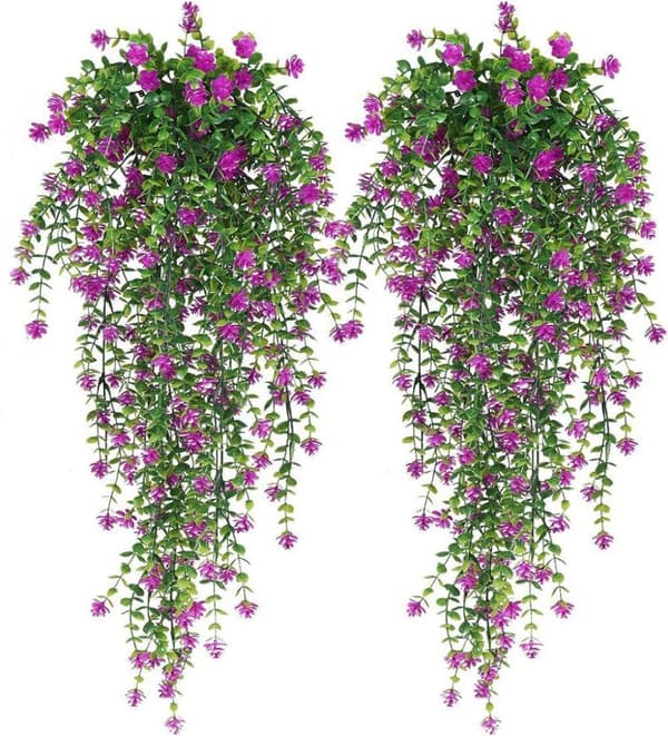 Lollanda 2-pakkaus riippuvat tekoköynnökset, 76 cm, UV-kestävä, ympäristöystävällinen, realistinen sisä- ja ulkokoristeluun