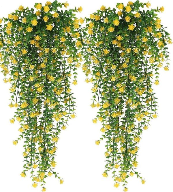 Lollanda 2-pakkaus riippuvat tekoköynnökset, 76 cm, UV-kestävä, ympäristöystävällinen, realistinen sisä- ja ulkokoristeluun