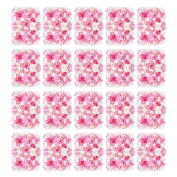 Konstgjorda blomväggspaneler, silke och plast, 20 st 60x40 cm,Rosa