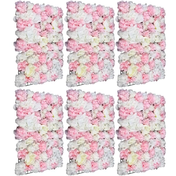 Tekokukka seinäpaneelit, 6 kpl, 60x40cm, silkkiä ja muovia, eläväisen näköiset pionit, ruusut, daaliat ja hortensiat,Vaaleanpunainen