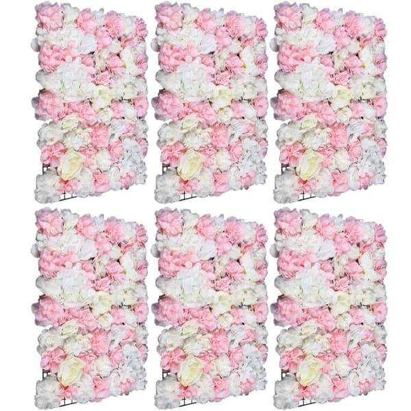 Tekokukka seinäpaneelit, 6 kpl, 60x40cm, silkkiä ja muovia, eläväisen näköiset pionit, ruusut, daaliat ja hortensiat,Vaaleanpunainen